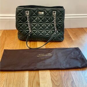 Kate Spade Dark Green Quilted Tote